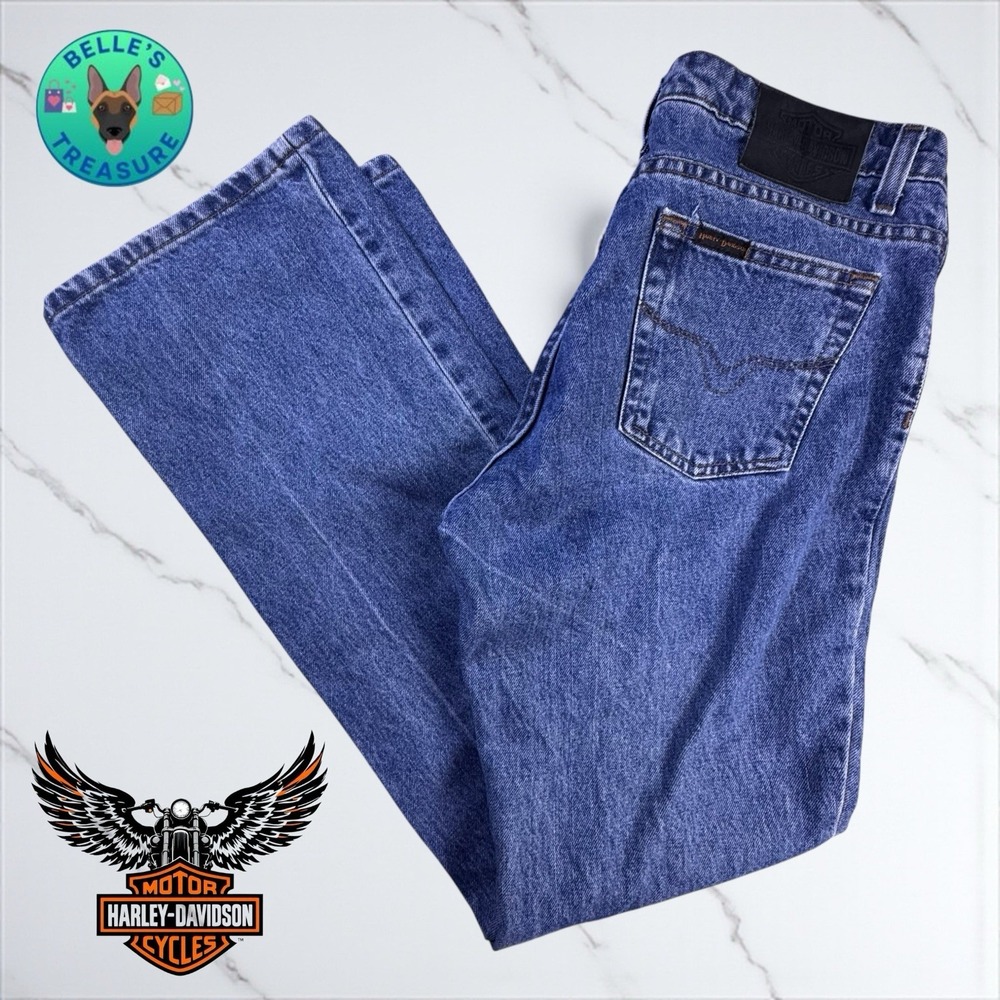 Harley-Davidson Jeans Womens 8 Blue Denim Relaxed Straight Leg 32x32 Biker